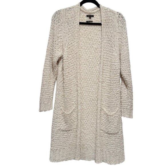 Massimo Dutti Eyelash Open Front Long Cream Womens Cardigan Sweater Size Medium - Picture 3 of 9